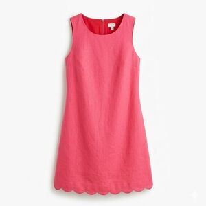 J.Crew NWT Linen Cotton Blend Pink Sleeveless Scalloped Edge Sheath Dress 10